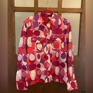 Coach Red and Pink Patterned Silk Shirt